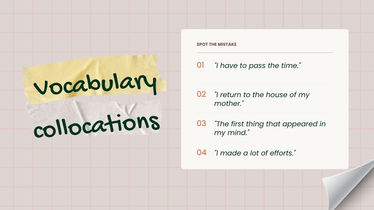 Slide du live : Spot the mistake, vocabulaire